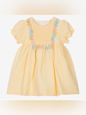 Patachou yellow seersucker cotton dress